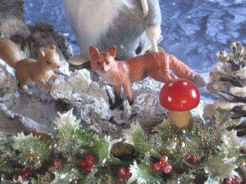 Santa on Ski's with Woodland Animals #229